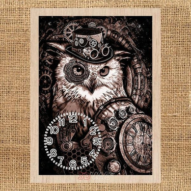 OWL CLOCK pyroprinter and laser-ready file 3DWave.us